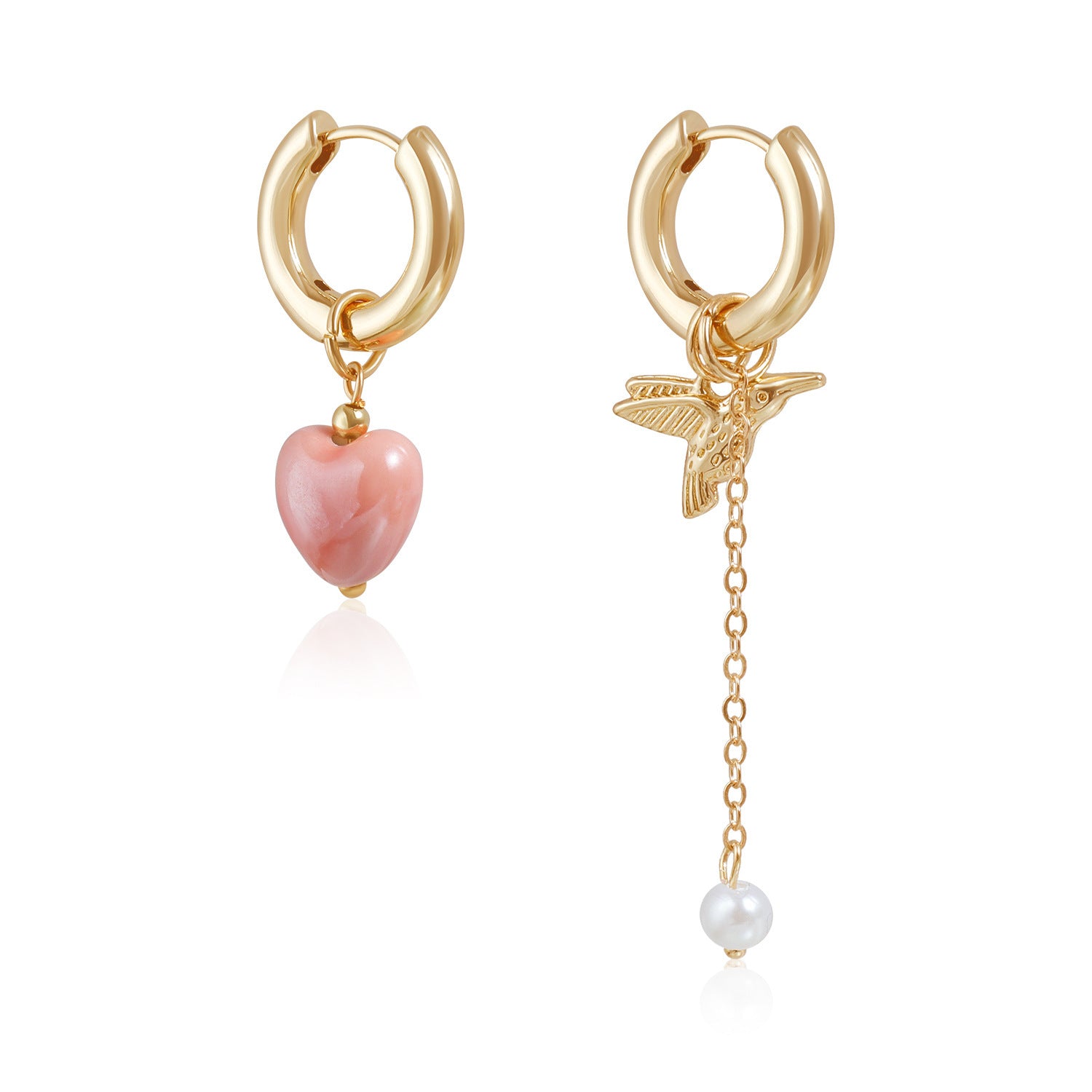 Wholesale Bird retro earrings asymmetrical heart-shaped earrings